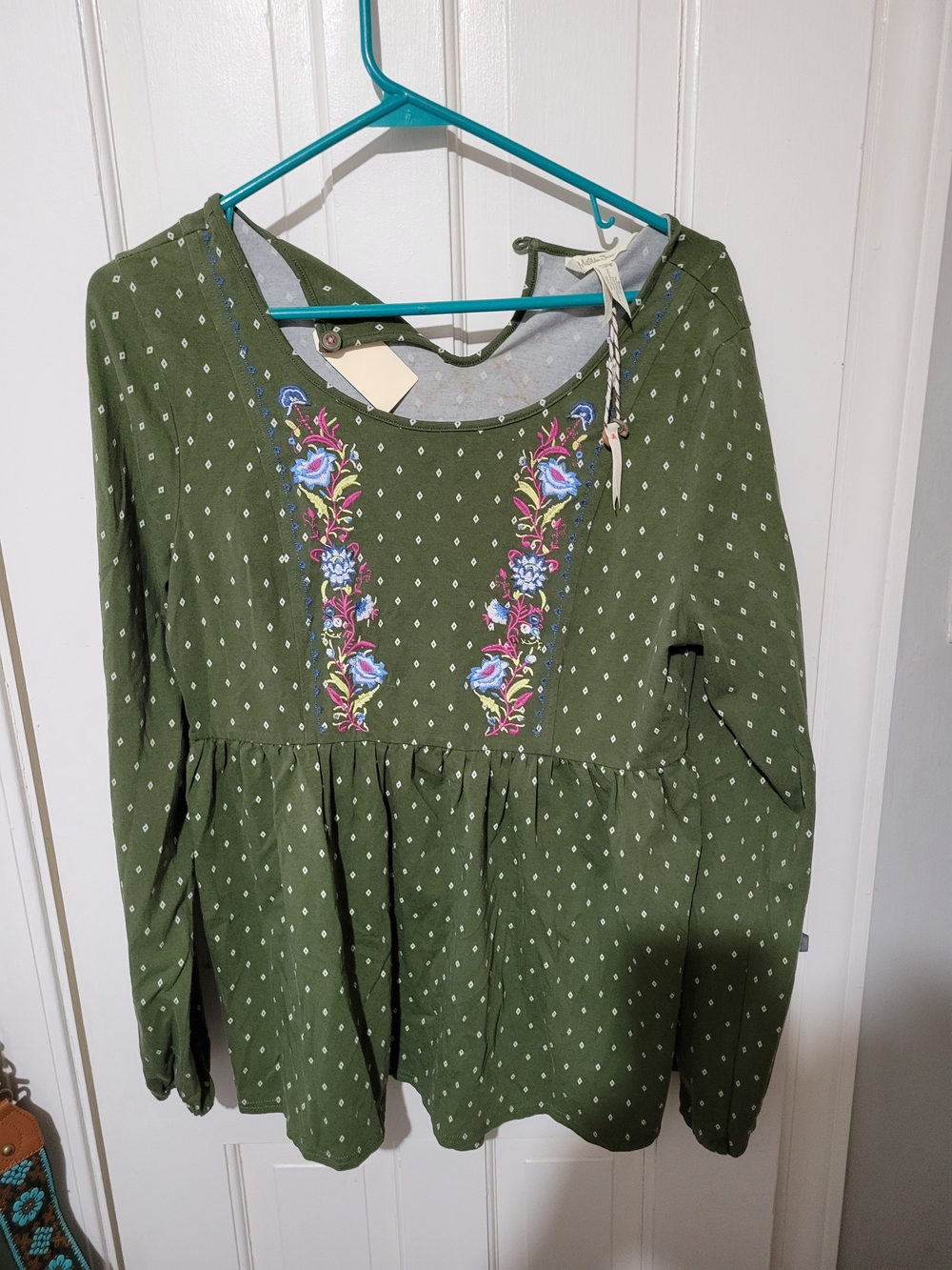 Matilda Jane Olive Green Embroidered Peasant Tunic